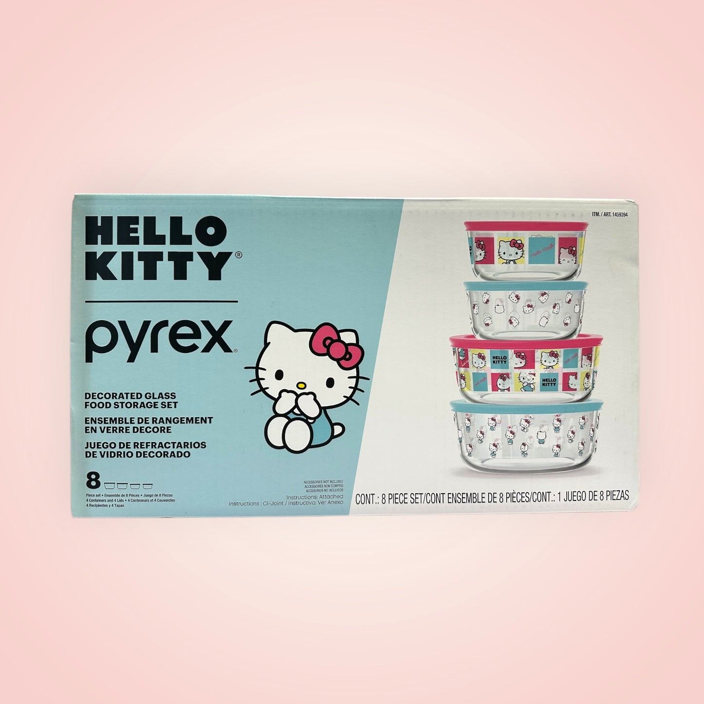 Hello Kitty Pyrex 8 piezas