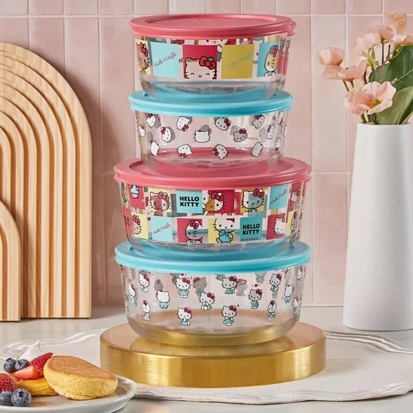 Hello Kitty Pyrex 8 piezas