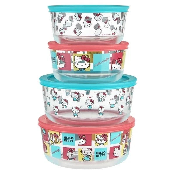 Hello Kitty Pyrex 8 piezas