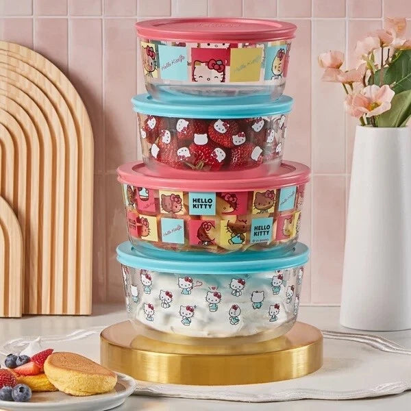 Hello Kitty Pyrex 8 piezas